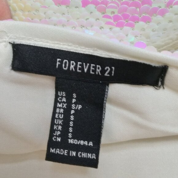 Sequins of White Sparkles of Seafoam on a Wash of Dayglow Pink Sheath Dress SzS - Picture 7 of 9